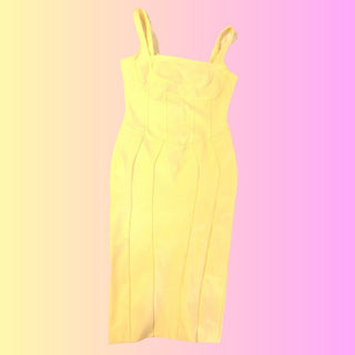 Pretty Little Thing Yellow Dress-Light yellow structured midi dress - Bodhi Align